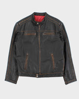 Vintage Y2K 00s Danier Leather Cafe Racer Biker Jacket - S