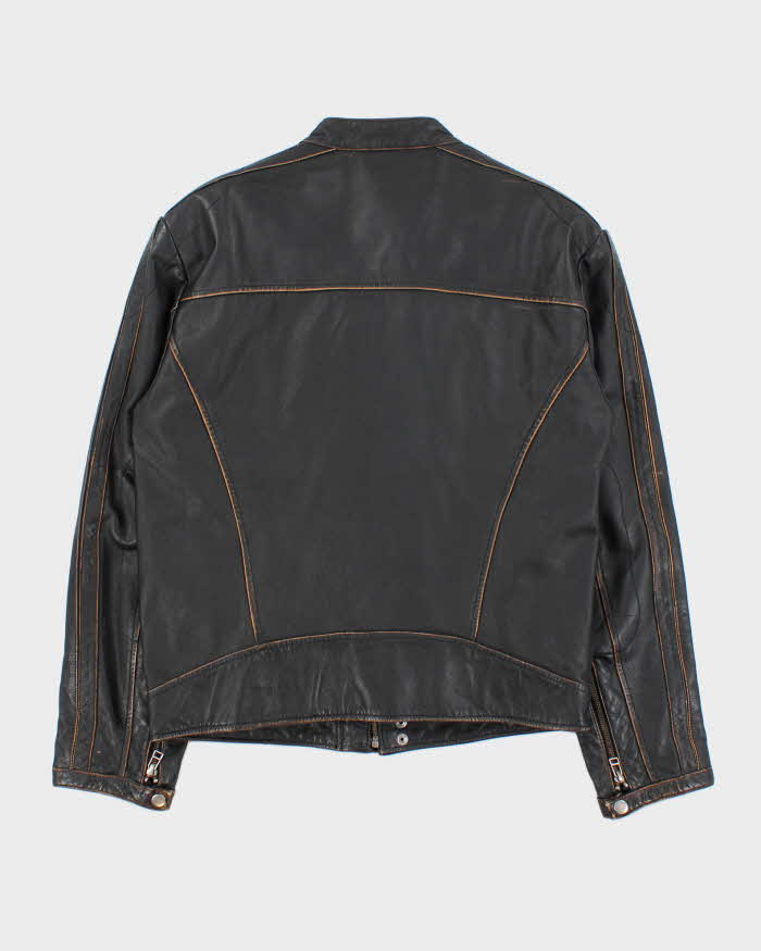 Vintage Y2K 00s Danier Leather Cafe Racer Biker Jacket - S – Rokit