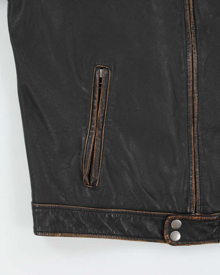 Vintage Y2K 00s Danier Leather Cafe Racer Biker Jacket - S