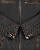 Vintage Y2K 00s Danier Leather Cafe Racer Biker Jacket - S