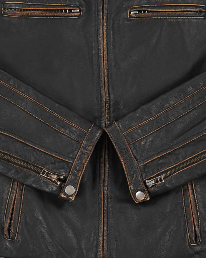 Vintage Y2K 00s Danier Leather Cafe Racer Biker Jacket - S