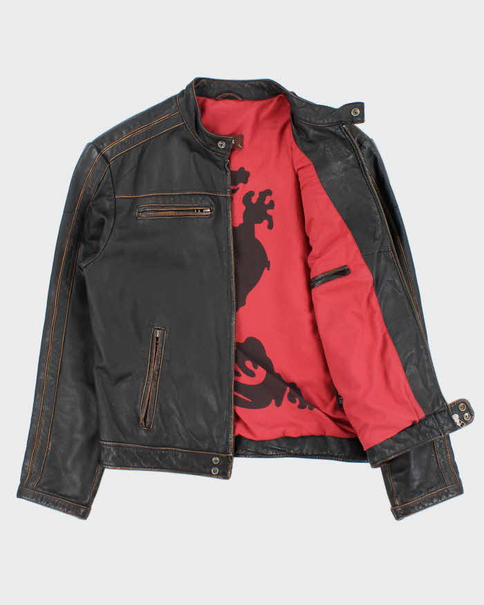 Vintage Y2K 00s Danier Leather Cafe Racer Biker Jacket - S – Rokit