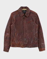 Vintage Y2K 00s Lucky Brand Handcrafted Leather Trucker Jacket - S