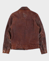 Vintage Y2K 00s Lucky Brand Handcrafted Leather Trucker Jacket - S