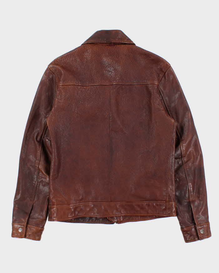 Vintage Y2K 00s Lucky Brand Handcrafted Leather Trucker Jacket - S