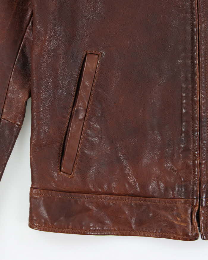 Vintage Y2K 00s Lucky Brand Handcrafted Leather Trucker Jacket - S