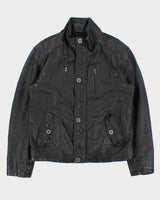 Vintage Y2K 00s Danier Thinsulate Quilt Lined Leather Cafe Racer Biker Jacket - L