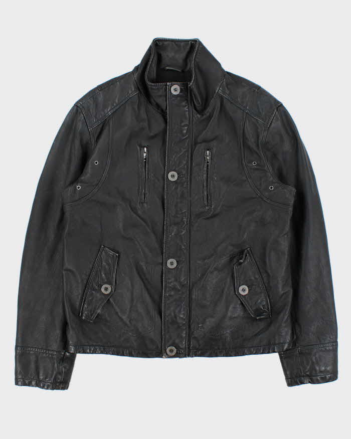 Vintage Y2K 00s Danier Thinsulate Quilt Lined Leather Cafe Racer Biker Jacket - L