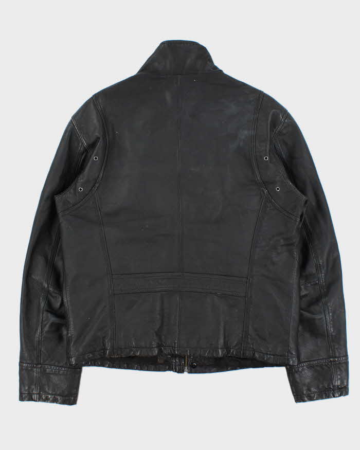 Vintage Y2K 00s Danier Thinsulate Quilt Lined Leather Cafe Racer Biker Jacket - L