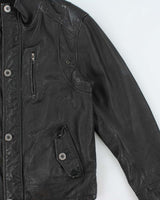 Vintage Y2K 00s Danier Thinsulate Quilt Lined Leather Cafe Racer Biker Jacket - L