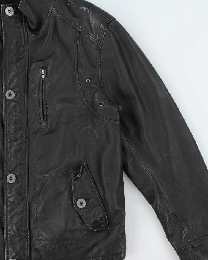 Vintage Y2K 00s Danier Thinsulate Quilt Lined Leather Cafe Racer Biker Jacket - L