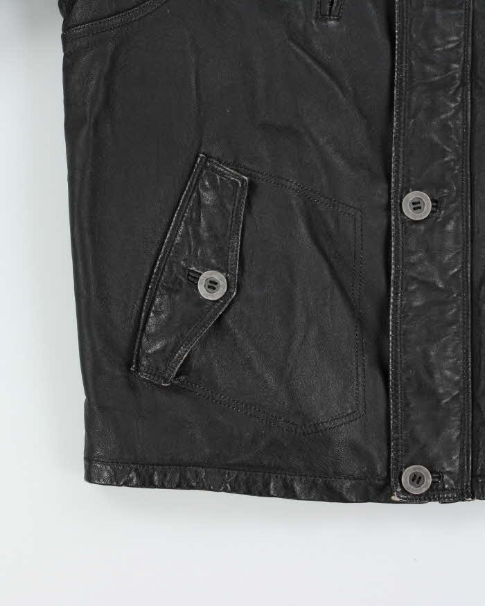 Vintage Y2K 00s Danier Thinsulate Quilt Lined Leather Cafe Racer Biker Jacket - L