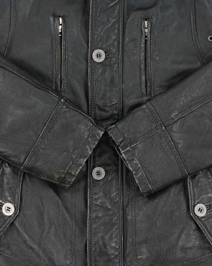 Vintage Y2K 00s Danier Thinsulate Quilt Lined Leather Cafe Racer Biker Jacket - L