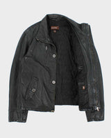 Vintage Y2K 00s Danier Thinsulate Quilt Lined Leather Cafe Racer Biker Jacket - L