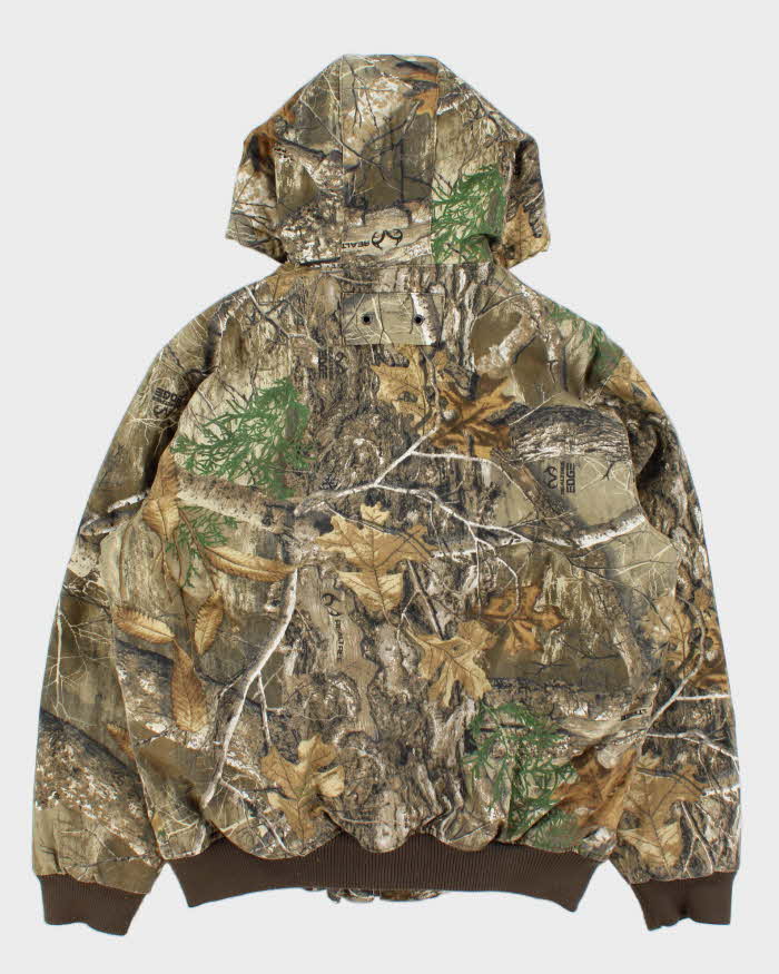 Vintage Realtree Edge Camo Fleece Quilt Lined Hooded Bomber Jacket - M