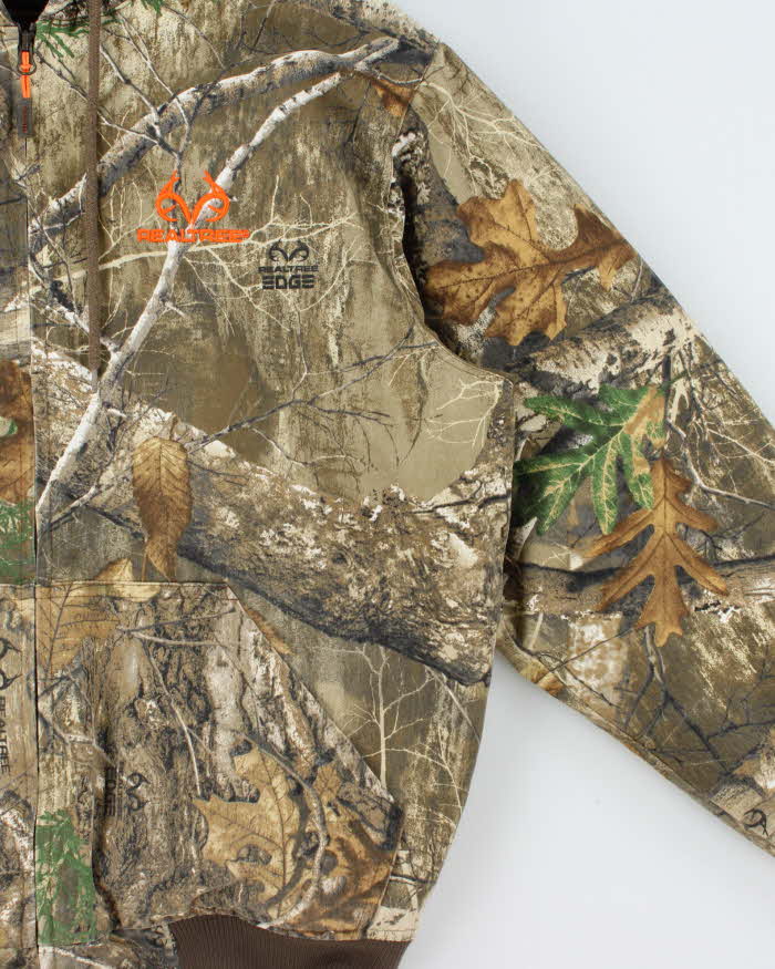 Vintage Realtree Edge Camo Fleece Quilt Lined Hooded Bomber Jacket - M