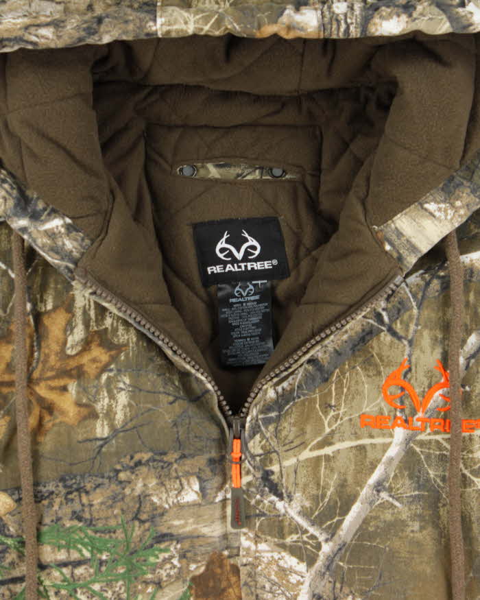 Vintage Realtree Edge Camo Fleece Quilt Lined Hooded Bomber Jacket - M