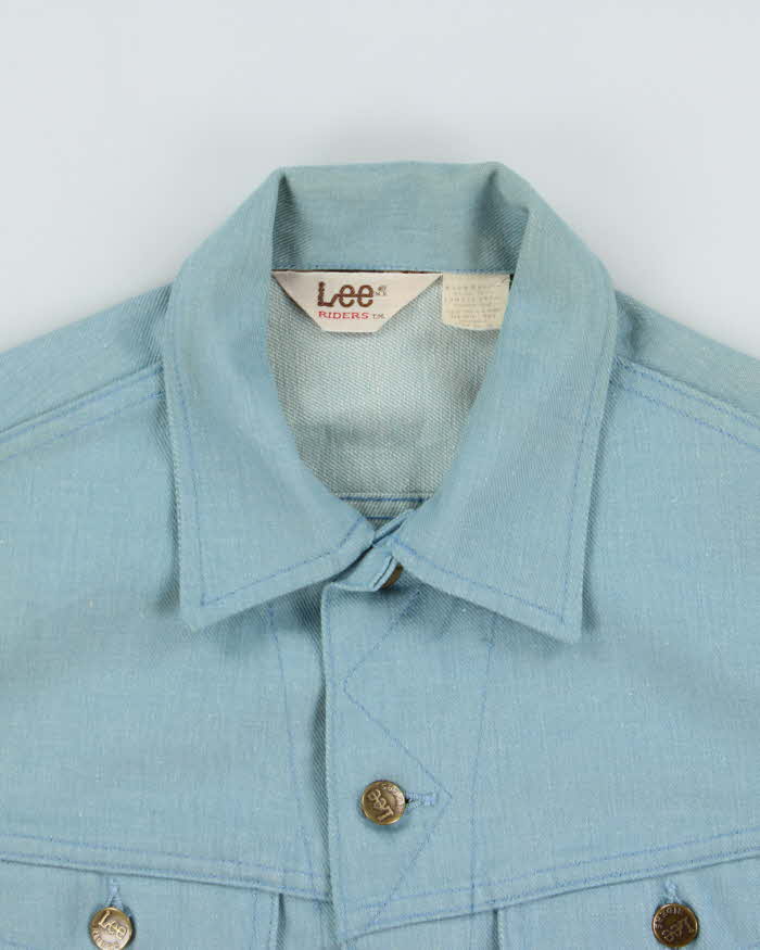 Vintage 1970s Lee Riders Baby Blue Made In USA Denim Trucker Jacket - M
