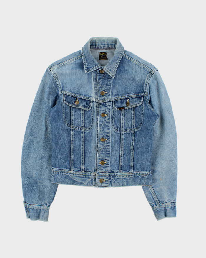 Vintage 1960s Lee Riders Sanforized 101-J Union Made In USA Distressed Denim Trucker Jacket - S