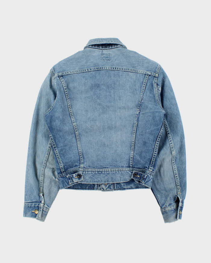 Vintage 1960s Lee Riders Sanforized 101-J Union Made In USA Distressed Denim Trucker Jacket - S