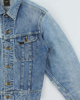 Vintage 1960s Lee Riders Sanforized 101-J Union Made In USA Distressed Denim Trucker Jacket - S