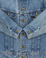 Vintage 1960s Lee Riders Sanforized 101-J Union Made In USA Distressed Denim Trucker Jacket - S