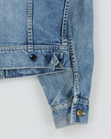 Vintage 1960s Lee Riders Sanforized 101-J Union Made In USA Distressed Denim Trucker Jacket - S