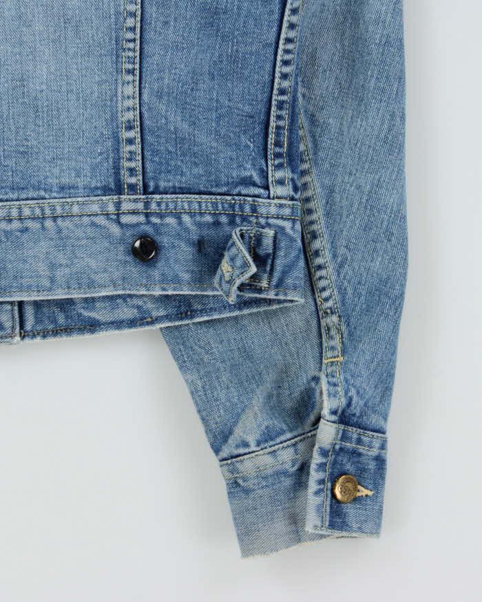 Vintage 1960s Lee Riders Sanforized 101-J Union Made In USA Distressed Denim Trucker Jacket - S