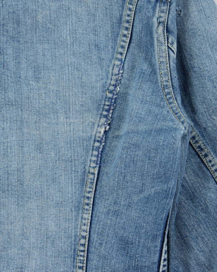 Vintage 1960s Lee Riders Sanforized 101-J Union Made In USA Distressed Denim Trucker Jacket - S