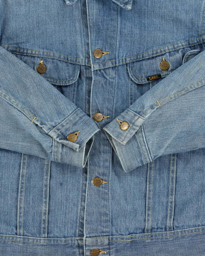 Vintage 1970s Lee Made In USA Light Wash Denim Trucker Jacket - L