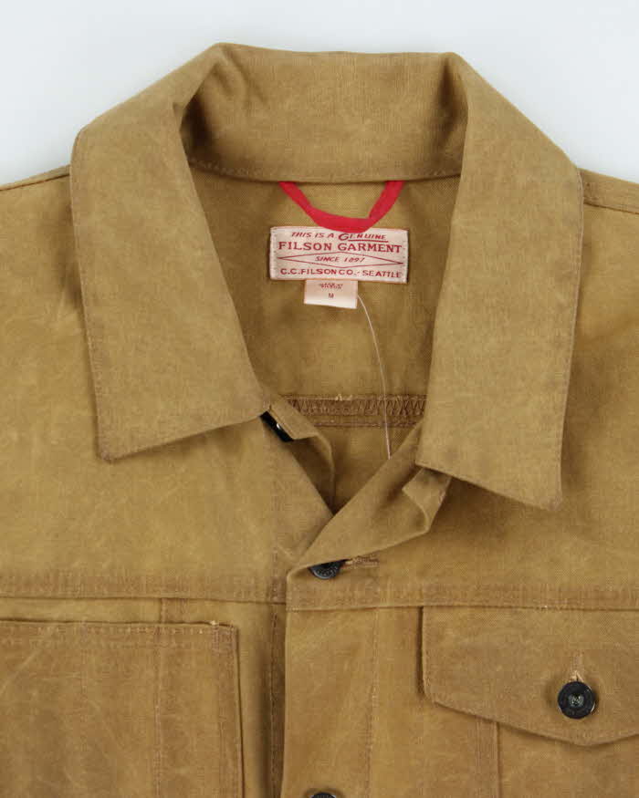 Vintage Filson Made In USA Khaki Tin Cloth Waxed Canvas Short Line Cruiser Jacket - M