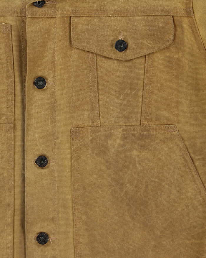 Vintage Filson Made In USA Khaki Tin Cloth Waxed Canvas Short Line Cruiser Jacket - M