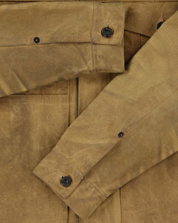 Vintage Filson Made In USA Khaki Tin Cloth Waxed Canvas Short Line Cruiser Jacket - M