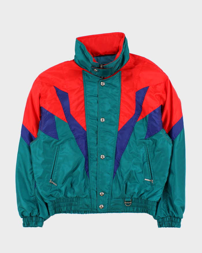 Vintage 1980s Descente Satin Tri-Colour Boxy Ski Jacket - M