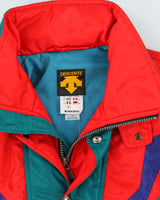 Vintage 1980s Descente Satin Tri-Colour Boxy Ski Jacket - M