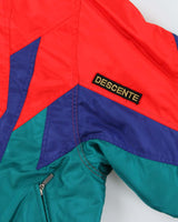 Vintage 1980s Descente Satin Tri-Colour Boxy Ski Jacket - M