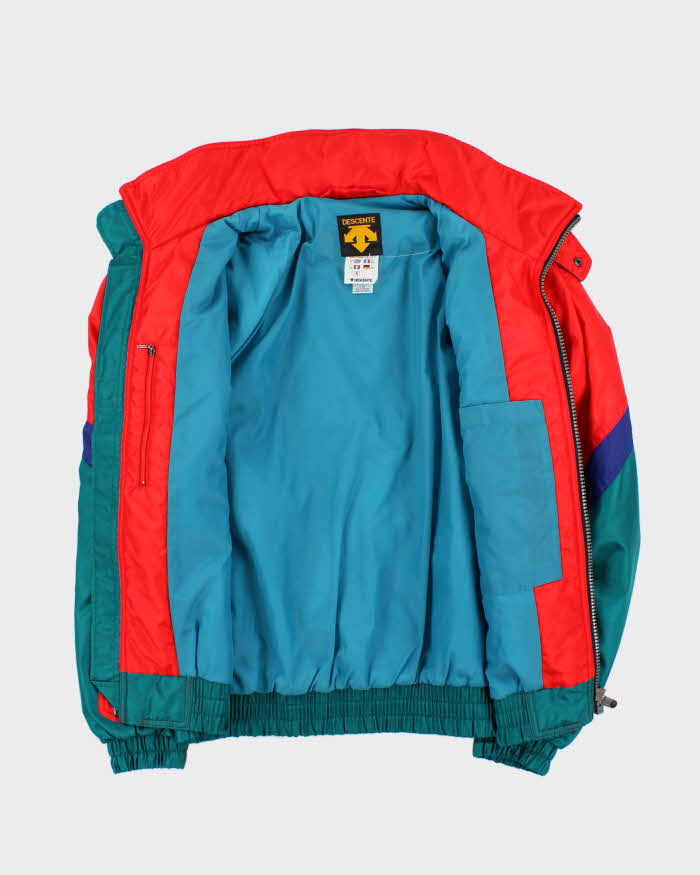 Vintage 1980s Descente Satin Tri-Colour Boxy Ski Jacket - M