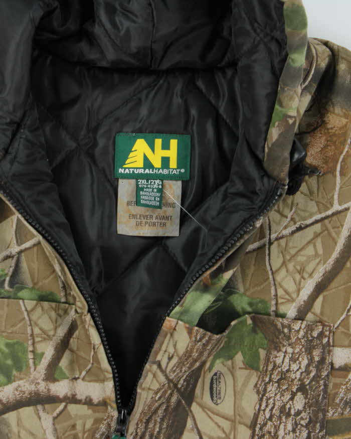 Vintage Y2K 00s Natural Habitat Realtree Camo Quilted Canvas Hooded Bomber Jacket - XXL