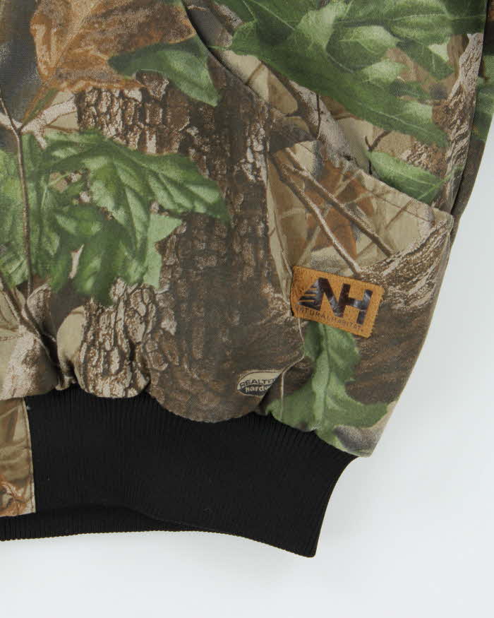Vintage Y2K 00s Natural Habitat Realtree Camo Quilted Canvas Hooded Bomber Jacket - XXL