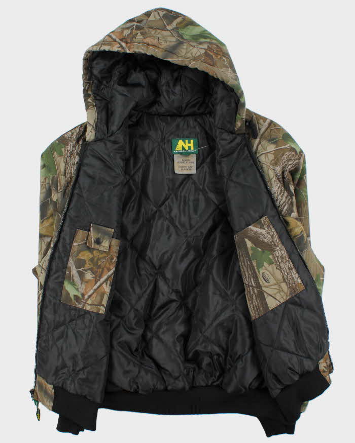 Vintage Y2K 00s Natural Habitat Realtree Camo Quilted Canvas Hooded Bomber Jacket - XXL