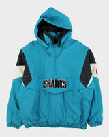 Vintage 1990s Starter San Jose Sharks NHL Quilted Shell Pullover Varsity Jacket - L