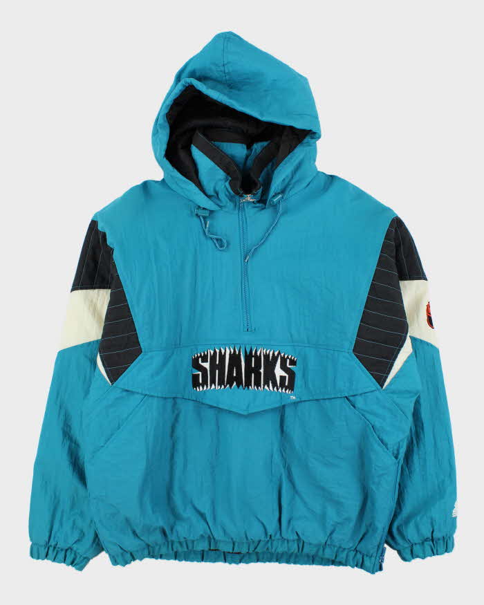 Vintage 1990s Starter San Jose Sharks NHL Quilted Shell Pullover Varsity Jacket - L