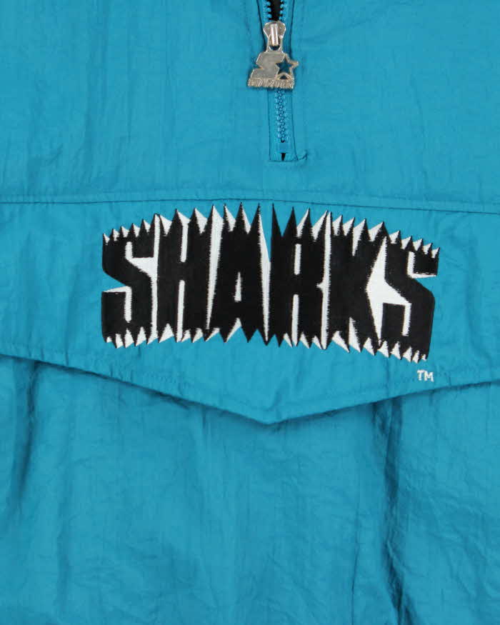 Vintage 1990s Starter San Jose Sharks NHL Quilted Shell Pullover Varsity Jacket - L