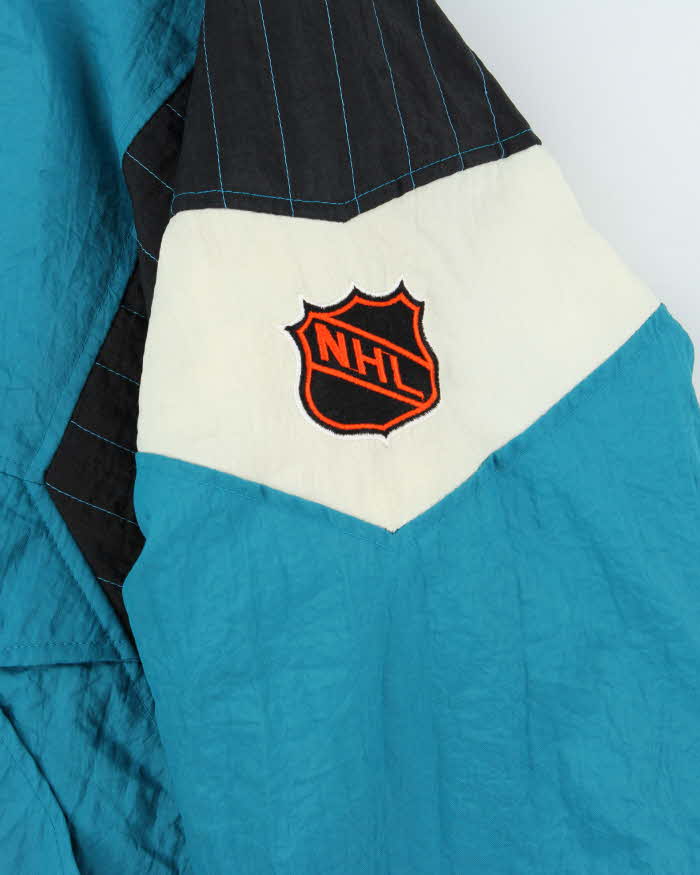 Vintage 1990s Starter San Jose Sharks NHL Quilted Shell Pullover Varsity Jacket - L