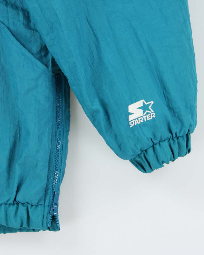 Vintage 1990s Starter San Jose Sharks NHL Quilted Shell Pullover Varsity Jacket - L