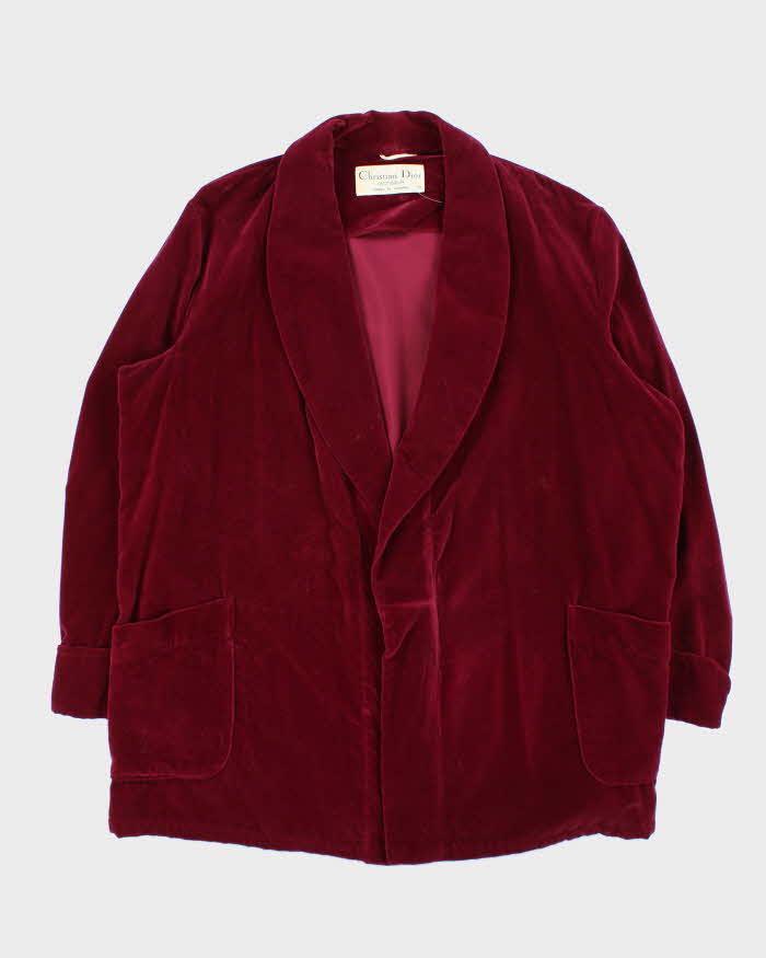 Vintage 1980s Christian Dior Monsieur Robes De Chambre Velour Smoking Jacket - XL