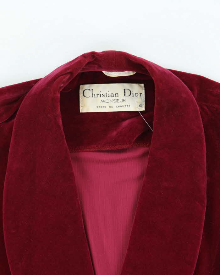 Vintage 1980s Christian Dior Monsieur Robes De Chambre Velour Smoking Jacket - XL