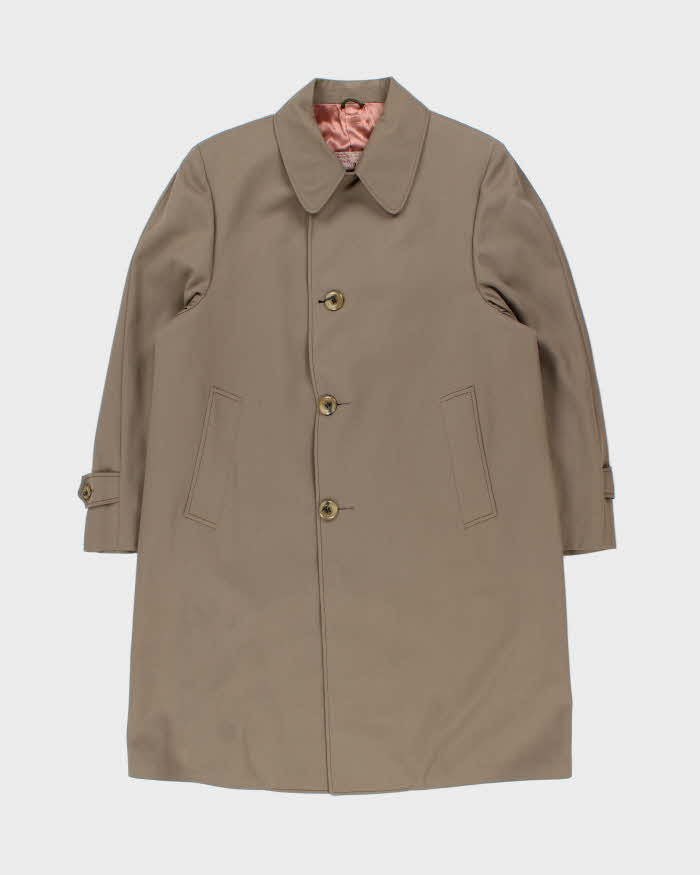 Vintage 1960s Bayside Wool Gabardine Woven In England Showerproof Overcoat - M