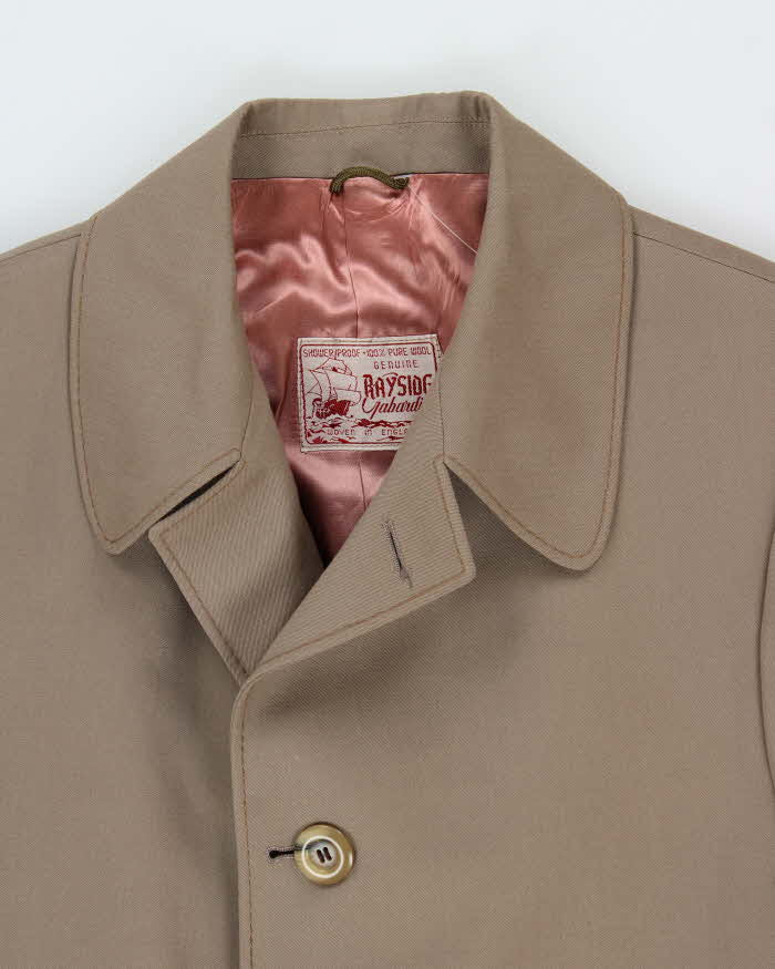 Vintage 1960s Bayside Wool Gabardine Woven In England Showerproof Overcoat - M