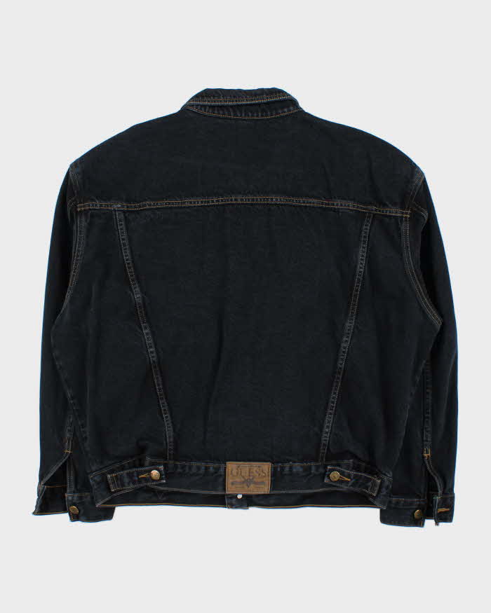 Vintage 1990s Guess Jeans Dark Indigo Wash Boxy Denim Jacket - L